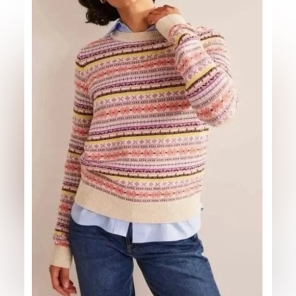 Boden Sweaters - Boden cream multicolor fair isle wool cashmere blend sweater